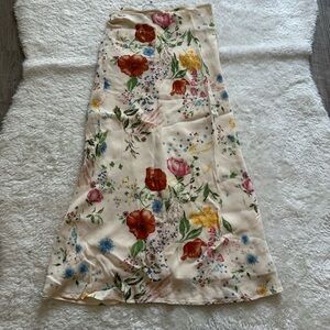 Reformation Cream Floral Maxi Skirt